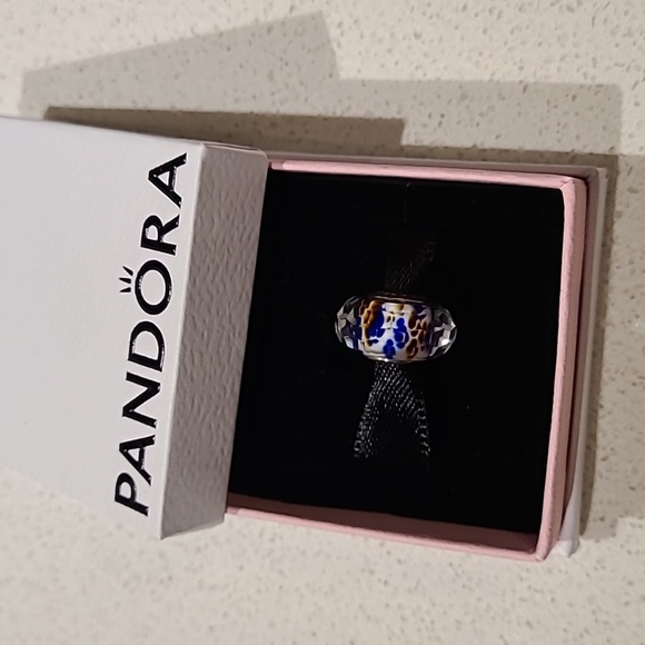 EUC Pandora snake skin pattern murano glass charm - Picture 1 of 4